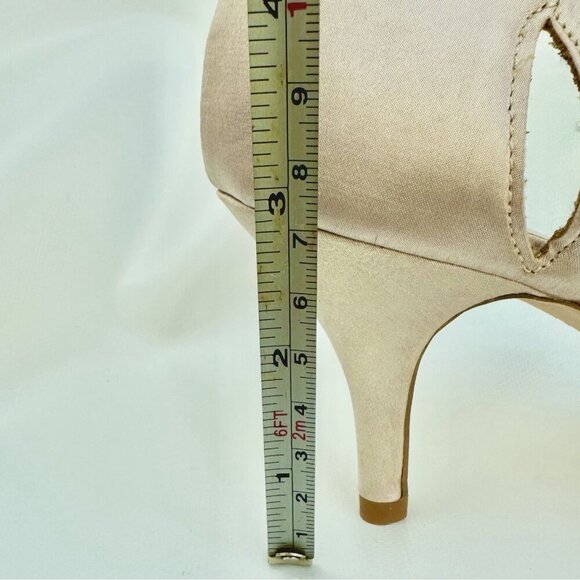 High Heel Dress Shoes Satin Rhinestones Rose Gold Never Worn Wedding Prom Party - Picture 8 of 8